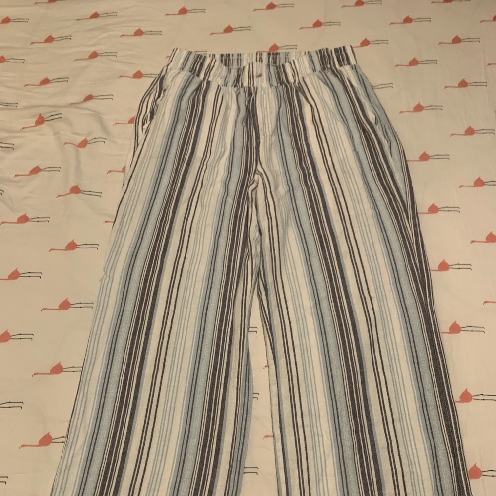Briggs New York Light Blue and White Striped Top